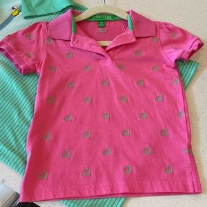 Masters little girl pink polo with green masters logo all over. Like new EUC! 4T